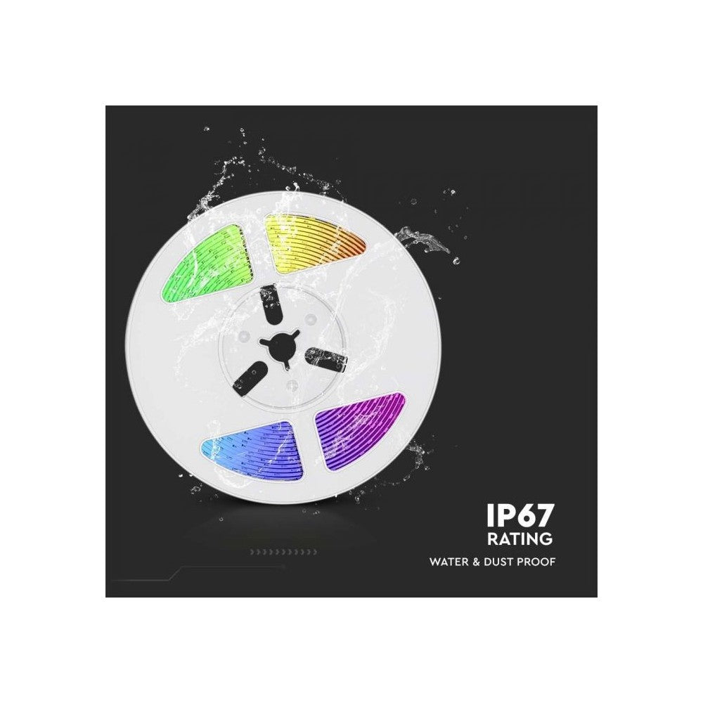 V-Tac 1.2W Solcelle LED RGB strip - 5 meter, fjernbetjening, IP67