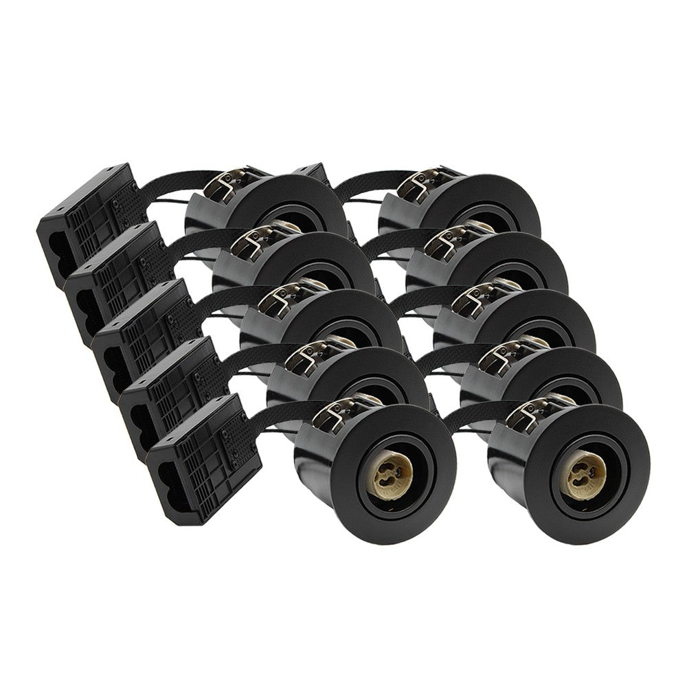10 stk. sort Inno88 indbygningspotter inkl. 6W RA97 GU10, IP44, godkendt til isolering - 230V
