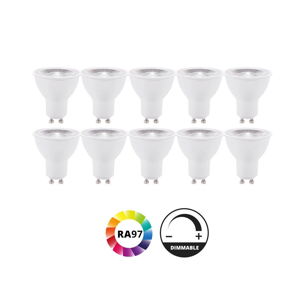 10 stk. sort Inno88 indbygningspotter inkl. 6W RA97 GU10, IP44, godkendt til isolering - 230V