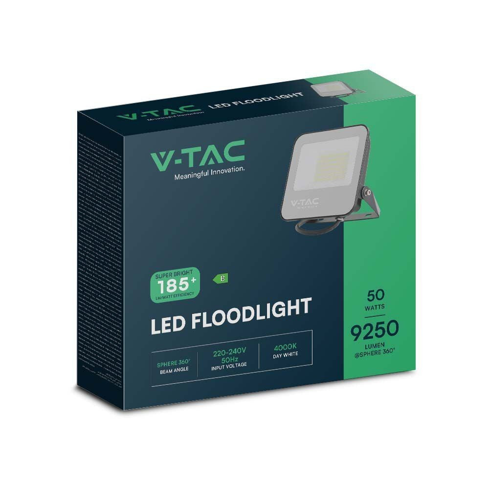 V-Tac 50W LED Projektør - 185LM/W, Arbejdslampe, Udendørs, Effekt: 50W, Input: 230V, 9250lm, RA70, IP65