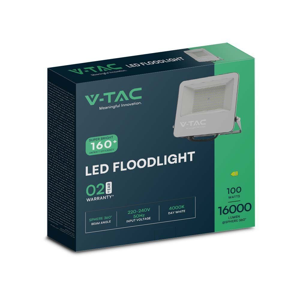 V-Tac 100W LED projektør - 160LM/W, arbejdslampe, udendørs, IP65