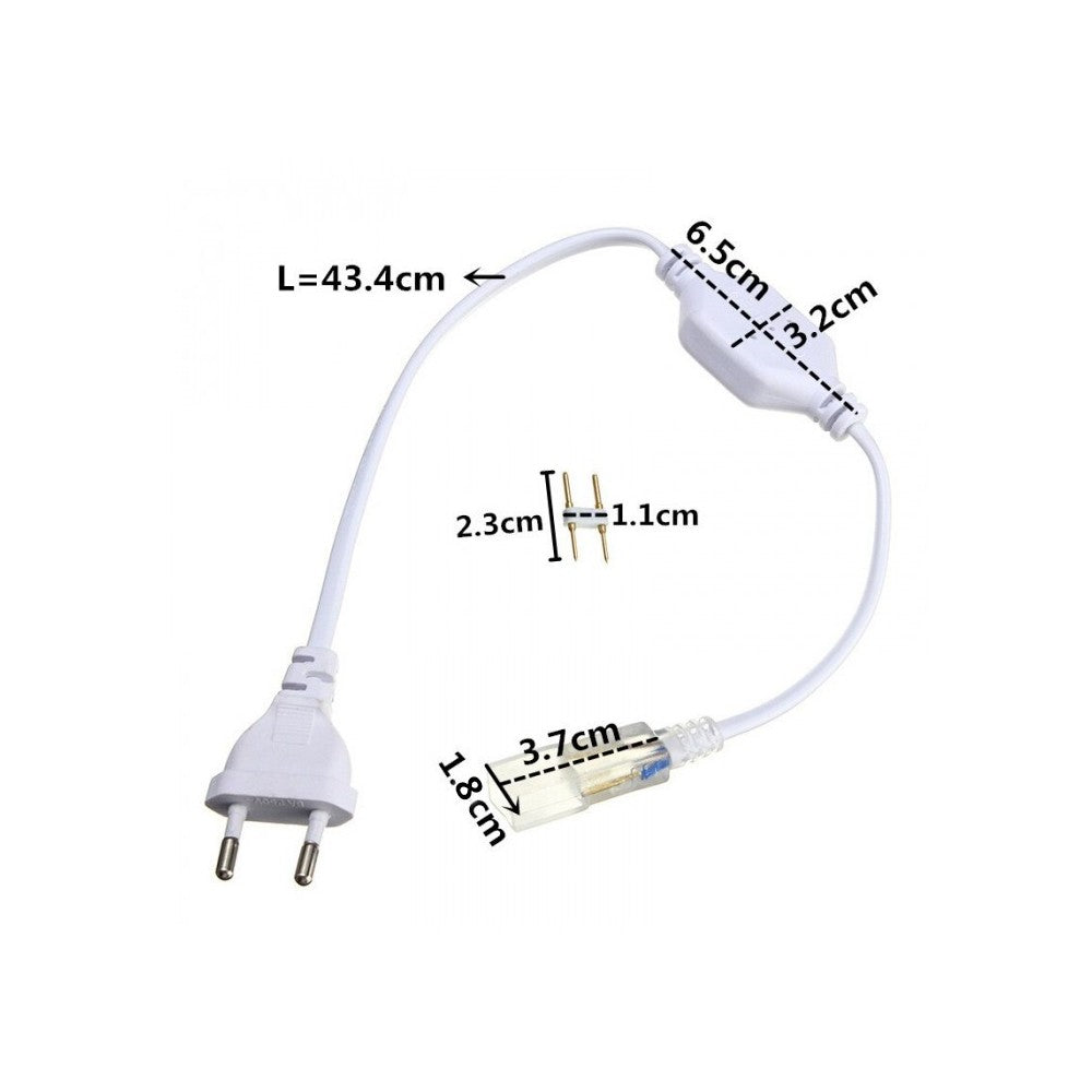230V vækst LED strip med stik og endeprop, 230V input