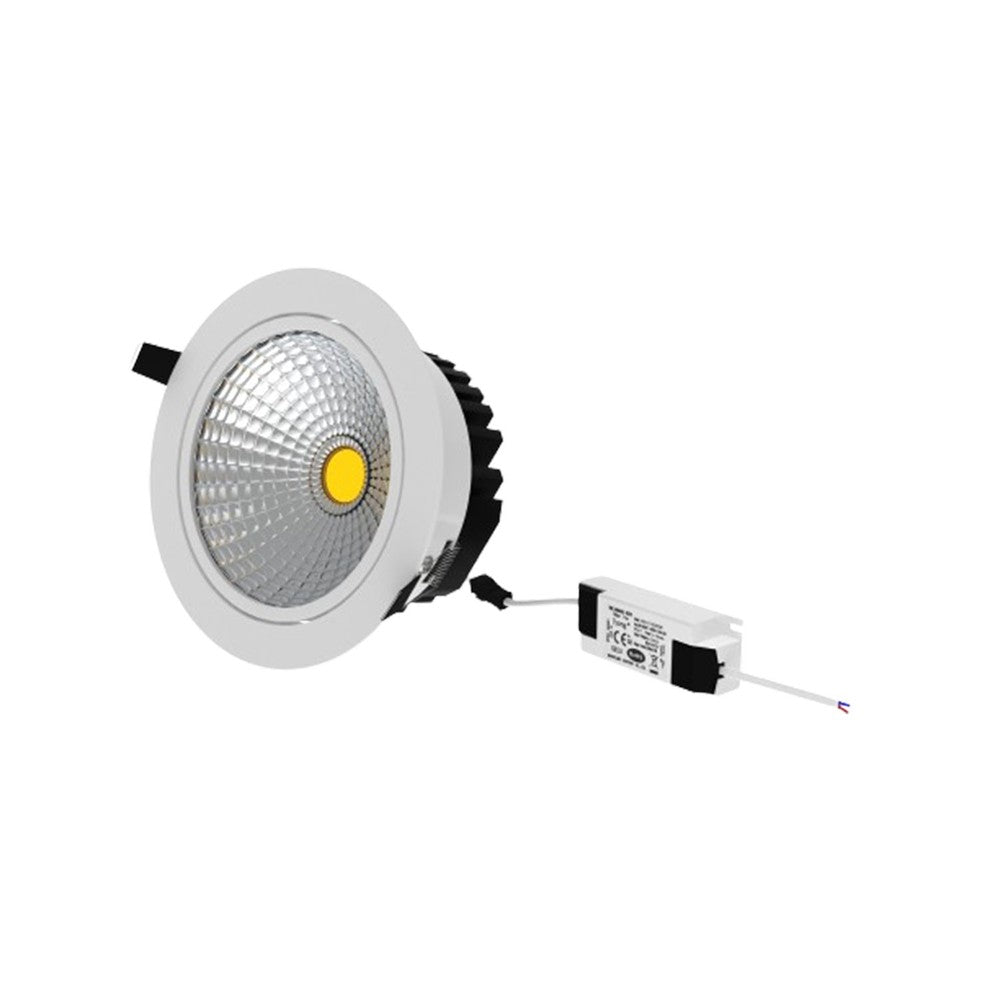 5W COB indbygningsspot - Ø7 cm hul, Ø8,5 cm mål, RA80, hvid kant, 230V