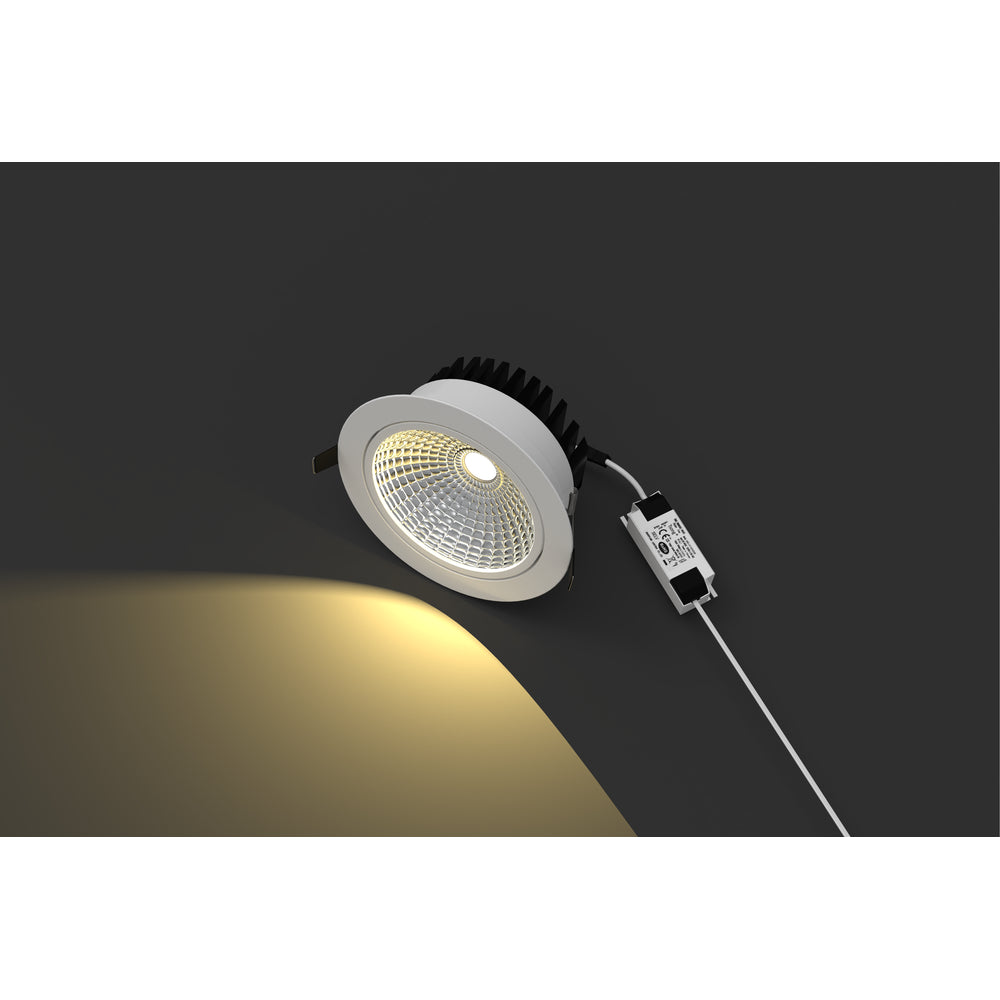 5W COB indbygningsspot - Ø7 cm hul, Ø8,5 cm mål, RA80, hvid kant, 230V