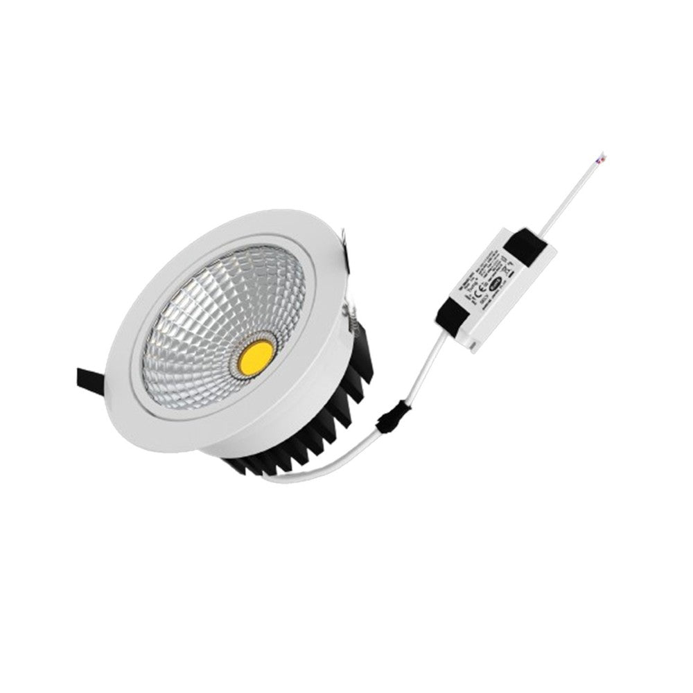 5W COB indbygningsspot - Ø7 cm hul, Ø8,5 cm mål, RA80, hvid kant, 230V