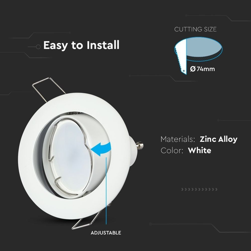 Downlight kit uden lyskilde - Hul: Ø7,4 cm, Mål: Ø8,2 cm, Hvid, vælg MR16 eller GU10 fatning