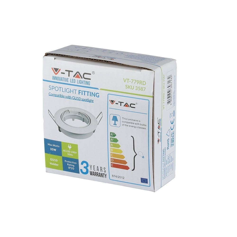 Downlight kit uden lyskilde - Hul: Ø7,4 cm, Mål: Ø8,2 cm, Hvid, vælg MR16 eller GU10 fatning