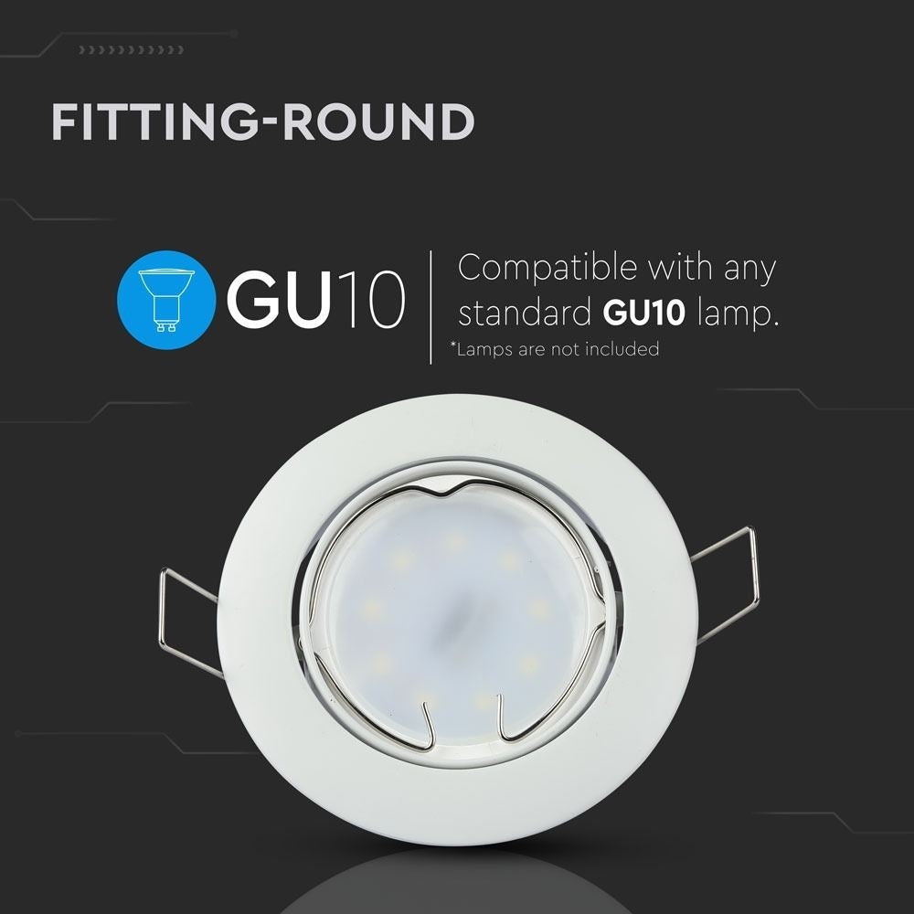 Downlight kit uden lyskilde - Hul: Ø7,4 cm, Mål: Ø8,2 cm, Hvid, vælg MR16 eller GU10 fatning
