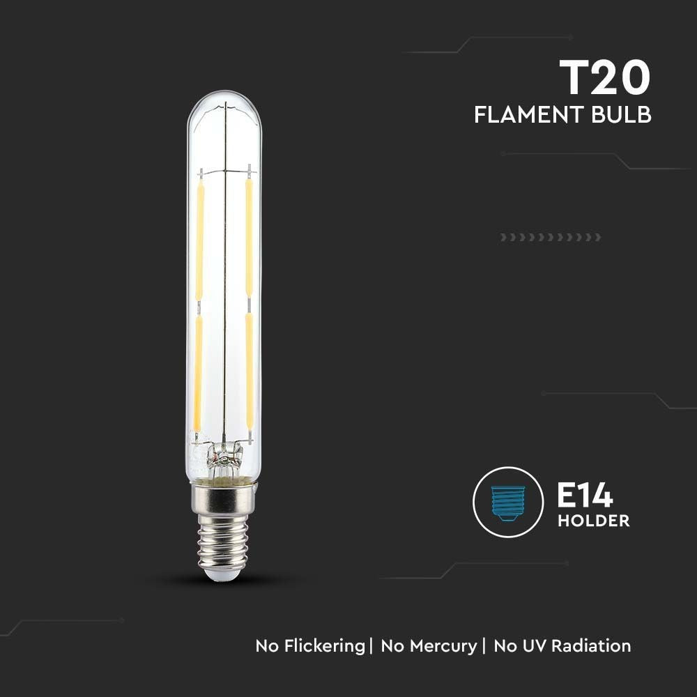 V-Tac 4W LED kertepære - T20, Kultråd, E14, 400lm, RA80