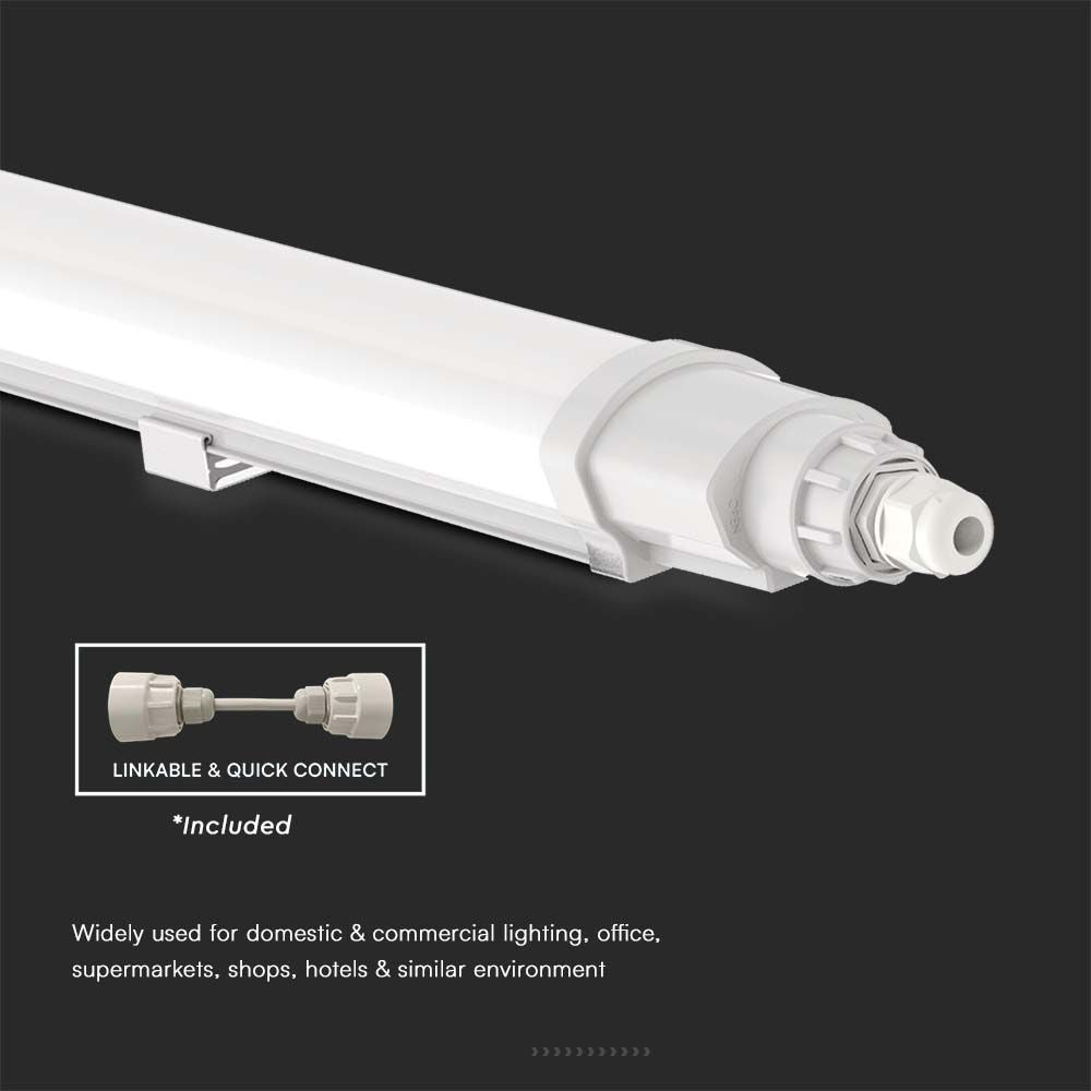 V-Tac Vandtæt LED armatur - 36W, 120 cm, IP65, 230V, 3900lm
