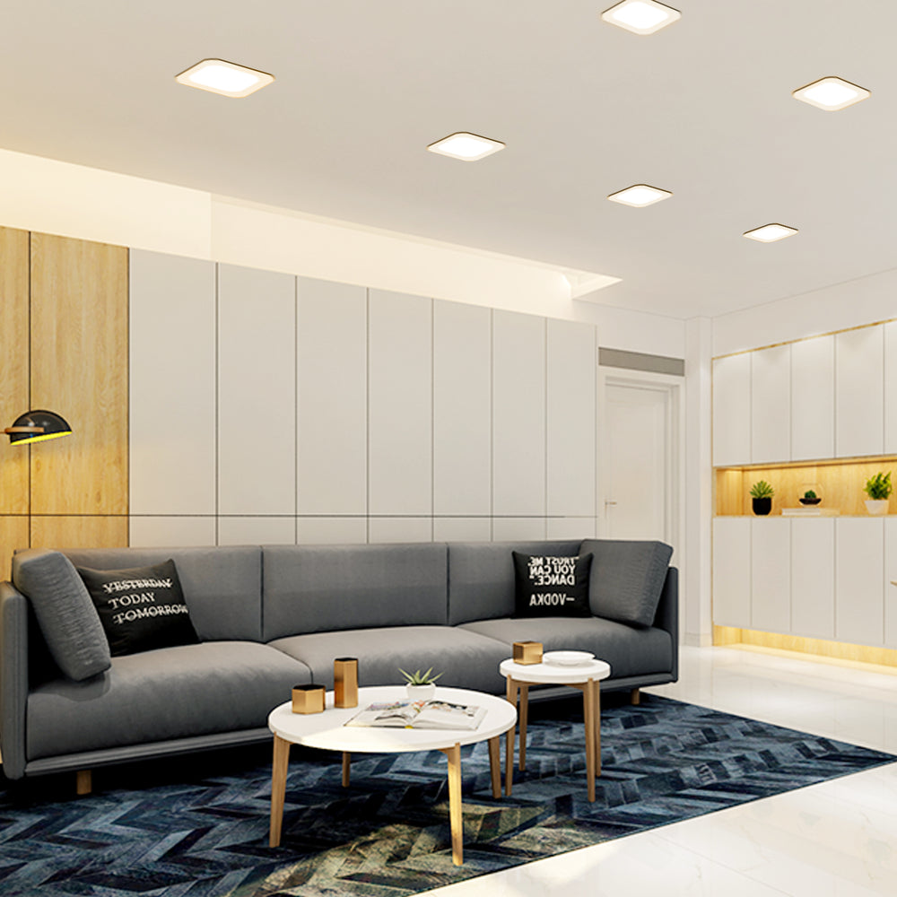 Bagbelyst Indbygningsspot LED E6 9W 4000K 1000lm - Kvadratisk, 230V, RA80, 3 års garanti