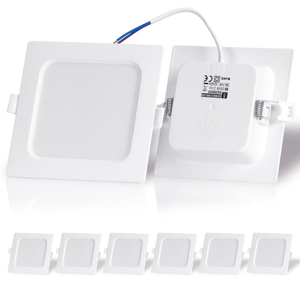Bagbelyst Indbygningsspot LED E6 9W 4000K 1000lm - Kvadratisk, 230V, RA80, 3 års garanti