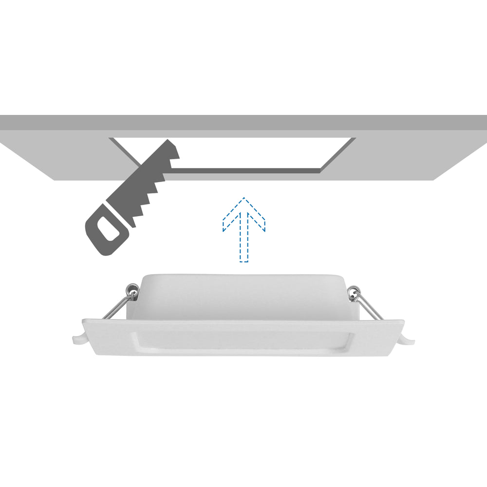 Bagbelyst Indbygningsspot LED E6 9W 4000K 1000lm - Kvadratisk, 230V, RA80, 3 års garanti