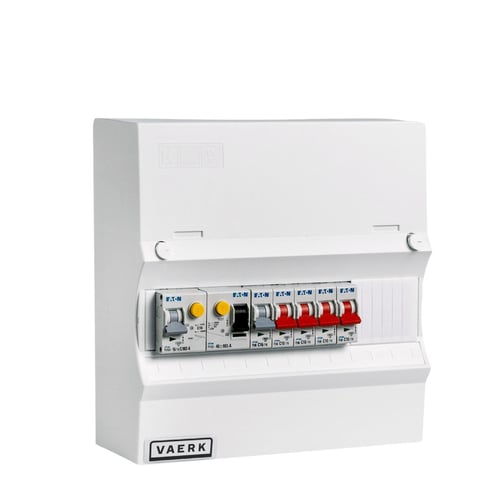 Boligtavle 230 V 1 fase, 1 x RCD, 1 x kombi 16A, 1 x kraft, 4 x lys