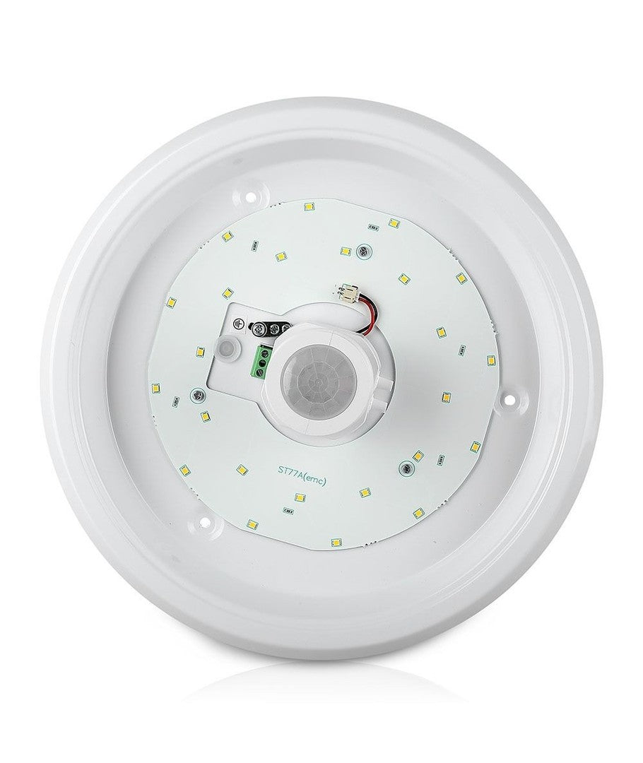V-Tac 12W LED sensorlampe - Samsung LED chip, PIR sensor, IP20 indendørs, 230V, inkl. lyskilde - Erstatning for 60W - 5 års garanti