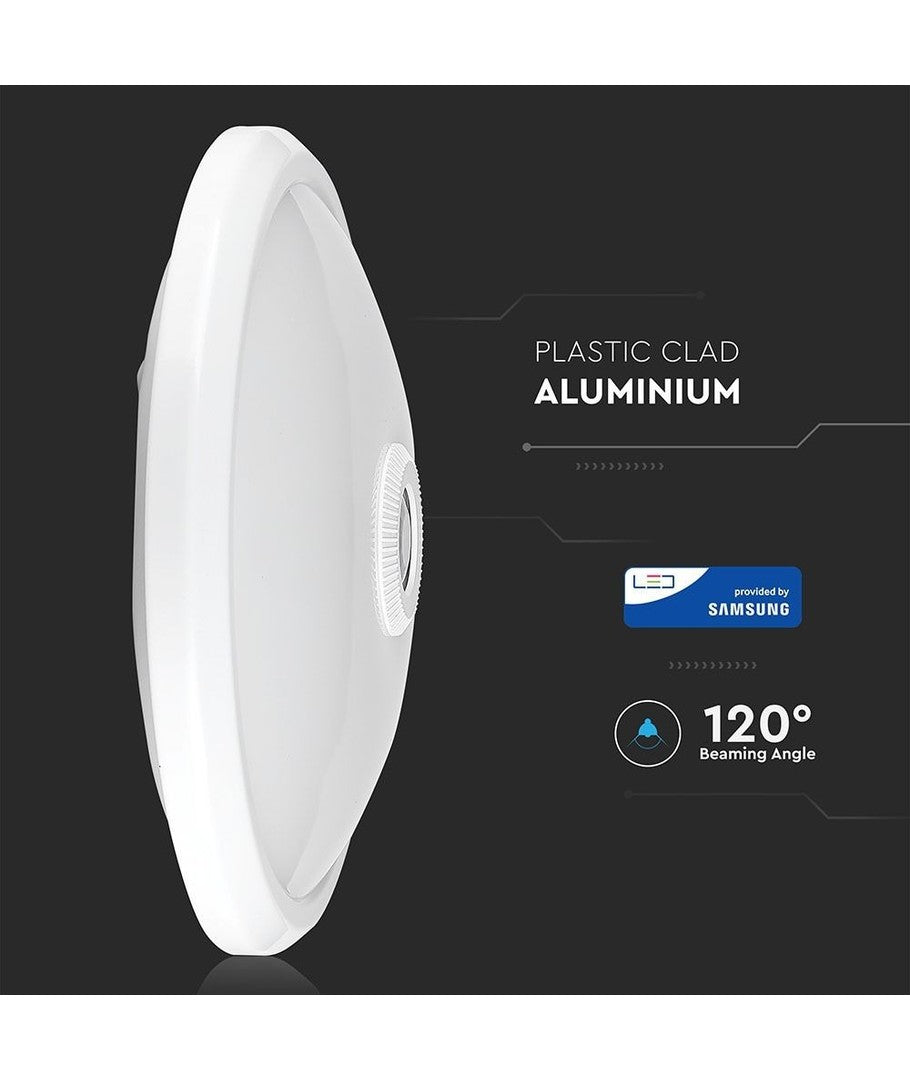 V-Tac 12W LED sensorlampe - Samsung LED chip, PIR sensor, IP20 indendørs, 230V, inkl. lyskilde - Erstatning for 60W - 5 års garanti