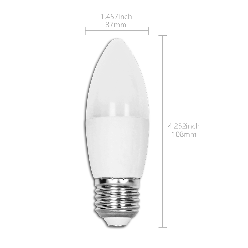 LED lyspære A5 C37 E27 7W 3000K - Erstatter 48W, 610lm, RA80, 3 års garanti