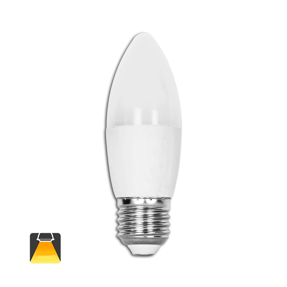 LED lyspære A5 C37 E27 7W 3000K - Erstatter 48W, 610lm, RA80, 3 års garanti
