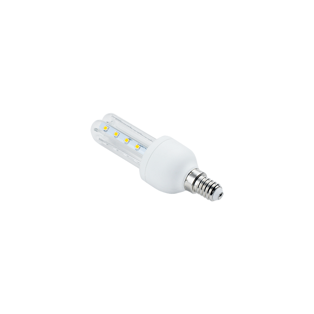 LED Lyspære B5 T3 2U 4W E14 3000K - Erstatter 32W, 230V, 350lm, RA80, 3 års garanti