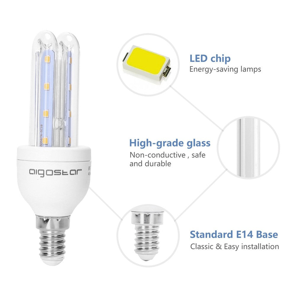 LED Lyspære B5 T3 2U 4W E14 3000K - Erstatter 32W, 230V, 350lm, RA80, 3 års garanti