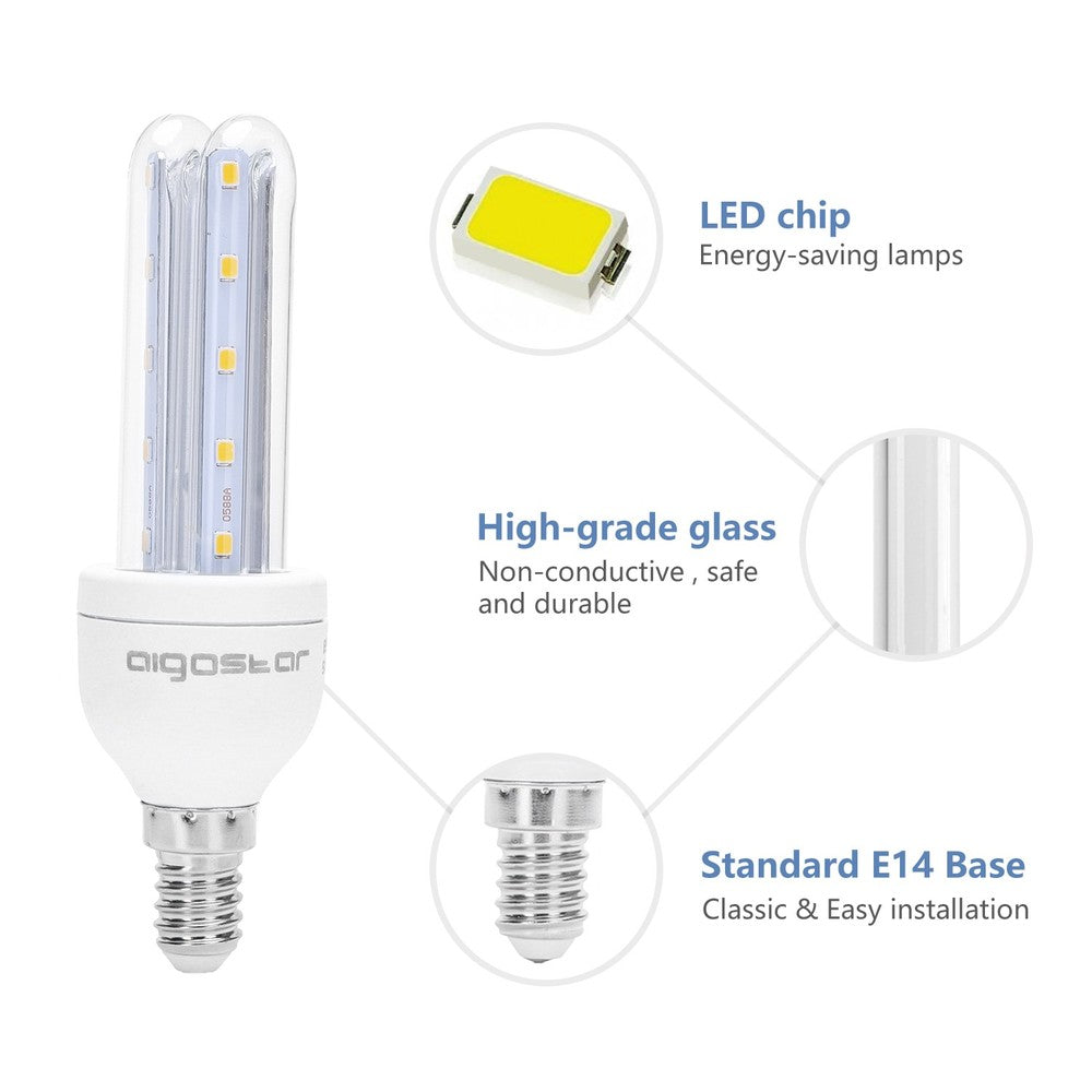 LED pære B5 T3 2U 6W E14 3000K - Erstatter 42W, 510lm, RA80, 3 års garanti