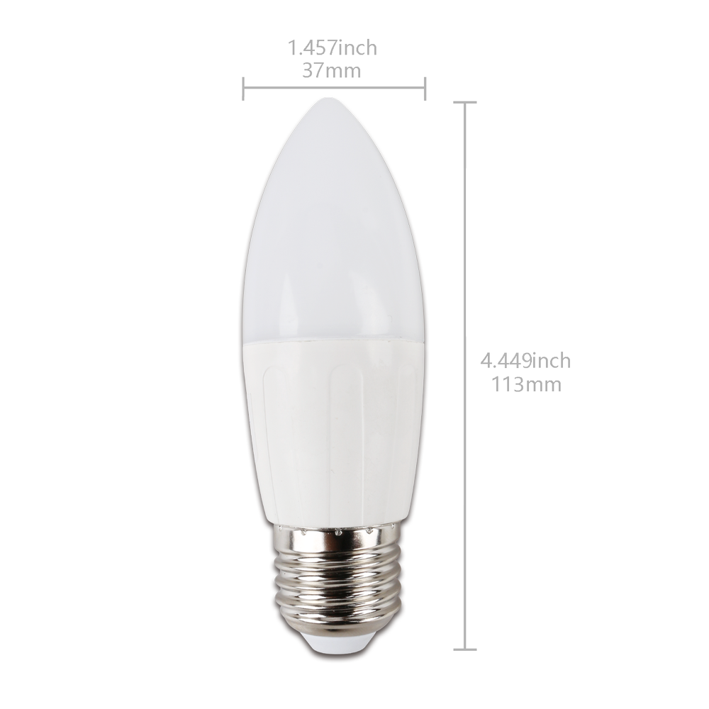 LED Pære A5 C37 E27 9W - 3000K, Erstatter 62W, 840lm, RA80, 3 års garanti.