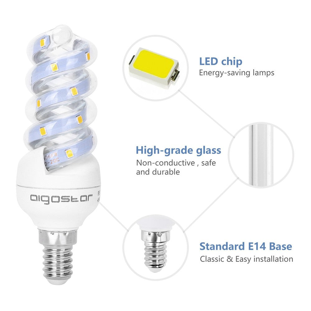 LED Spiral B5, 7W, E14, 3000K Erstatning for 49W, 230V, 620lm, RA80, 3 års garanti