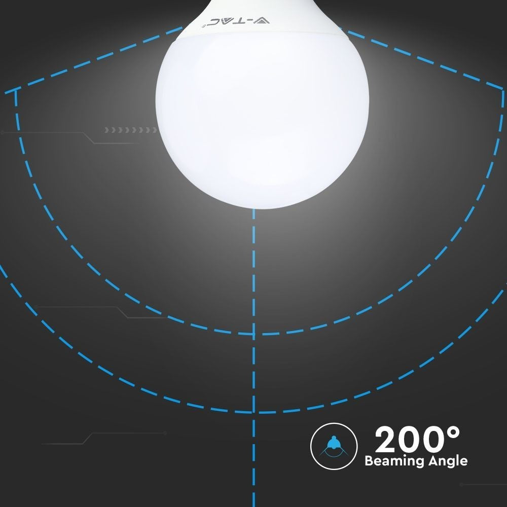 V-Tac 10W LED Globepære - Ø9,5 cm, E27, 810lm, erstatter 60W