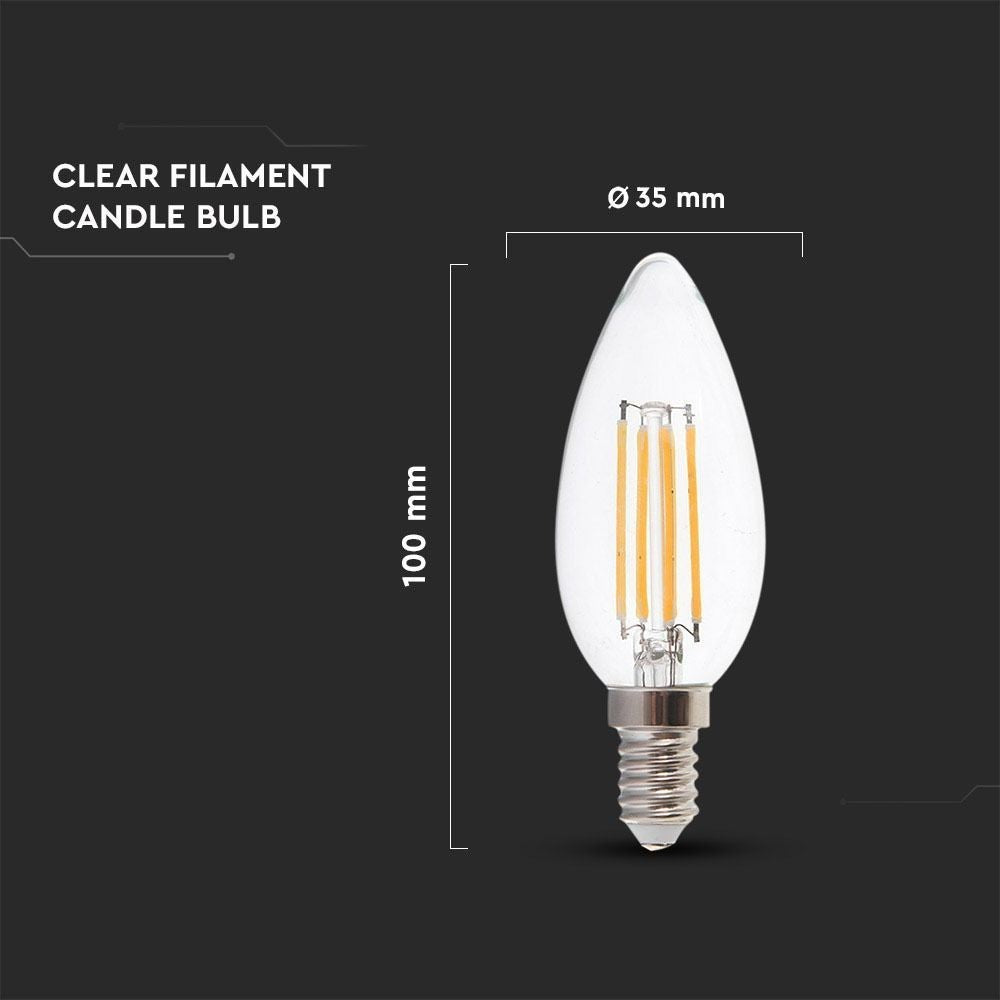 V-Tac 4W LED Kertepære - Kultråd, E14, 40W Erstatning