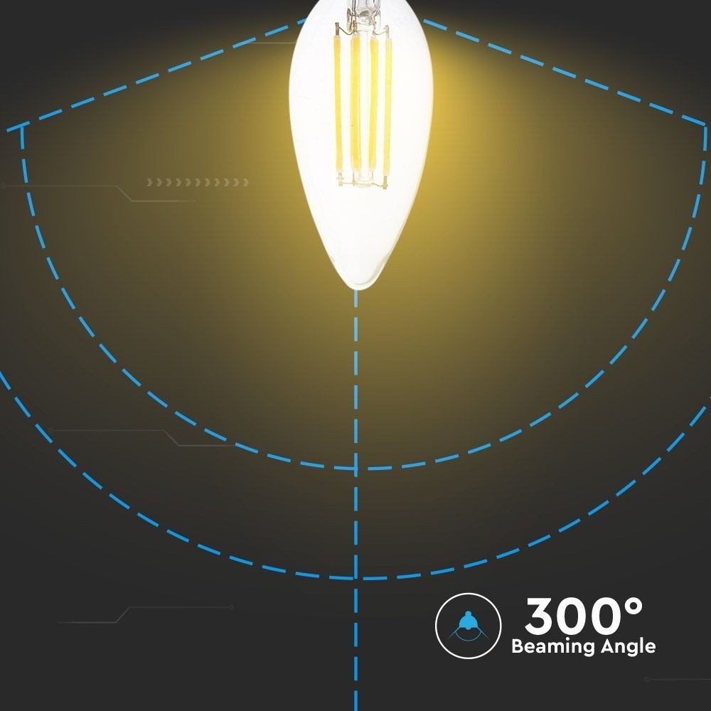 V-Tac 4W LED Kertepære - Kultråd, E14, 40W Erstatning