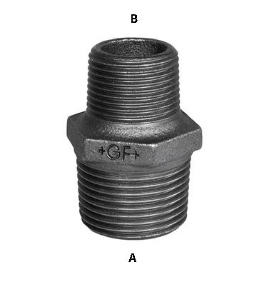 2" x 1.1/4" Sort brystnippel