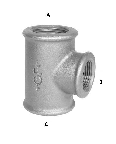 1" x 3/4" x 1" Galvaniseret tee