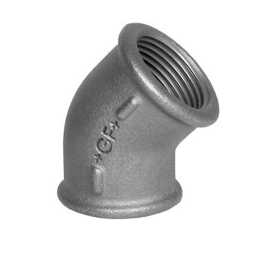 1.1/4" Galvaniseret vinkel 45° muffe/muffe