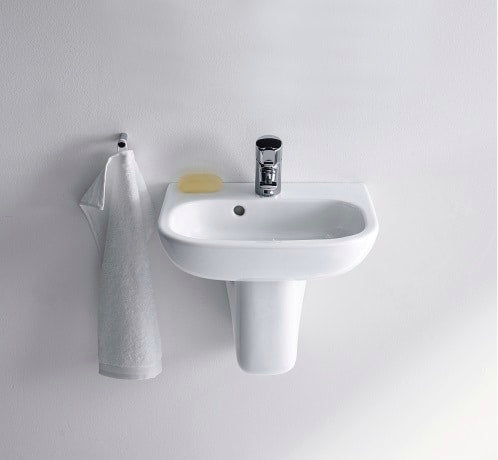 Duravit D-code vask 45 cm med hanehul og overløb