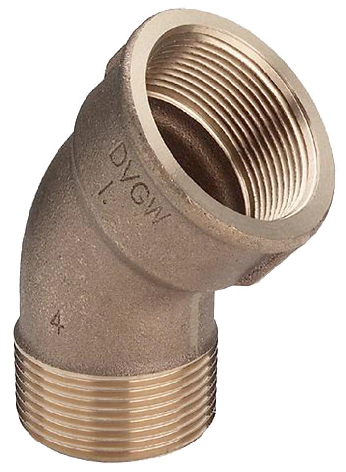 1" Vinkel 45° muffe/nippel Rødgods Silicium Bronze