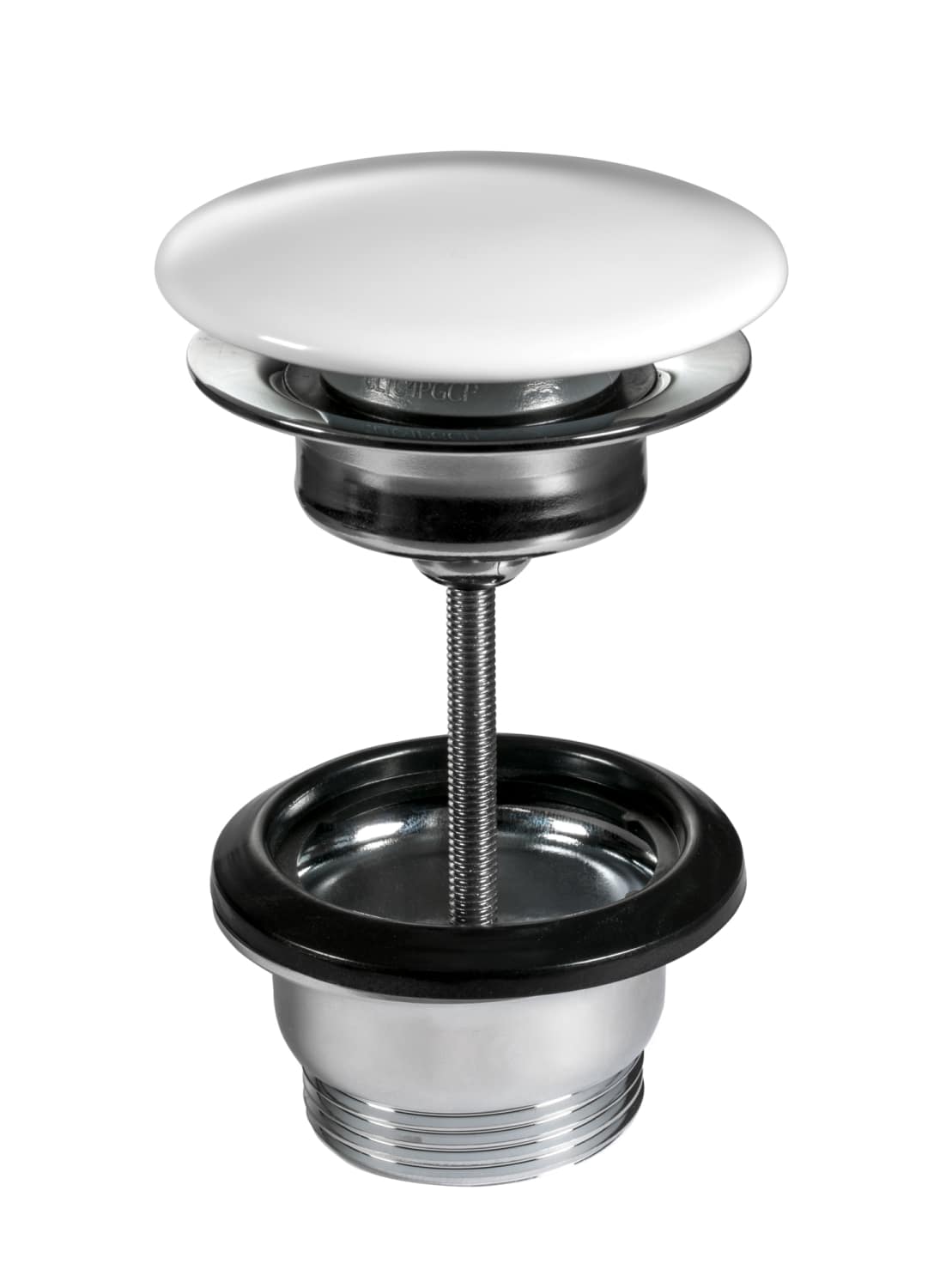 NICO push-up bundventil 1 1/4" kort, med hvid porcelæn top