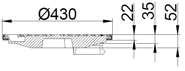 Duco 425 mm dæksel med PUR-pakning og fjederlås, 40 t, SG SORT