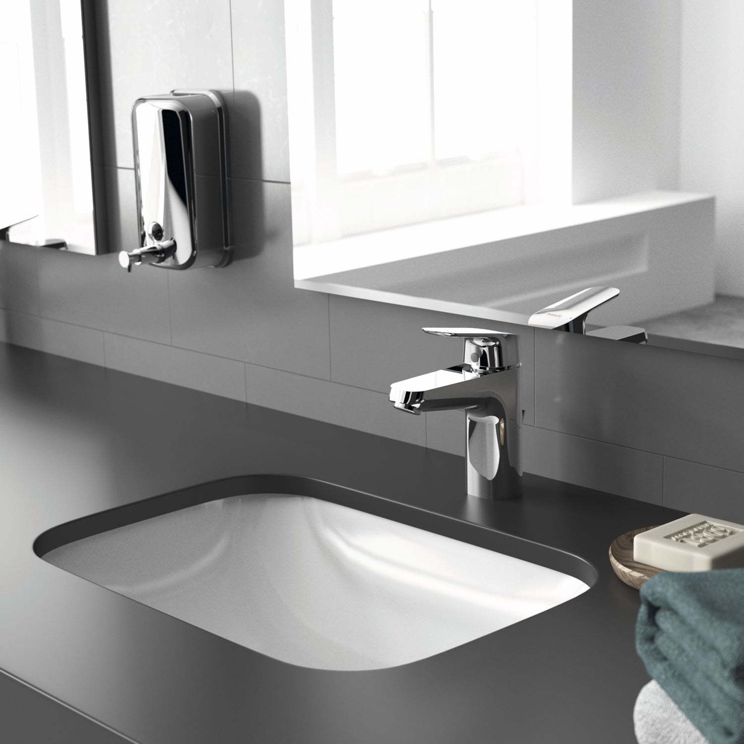 Børms Ceraflex Bluestart håndvaskarmatur med push bundventil, krom