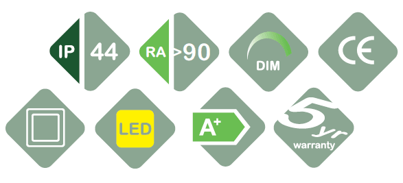 Downlight Arden LED 6W 927, 600 lumen, firkantet, børstet alu