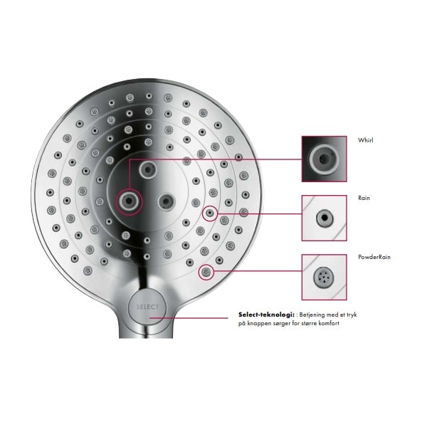 Hansgrohe Raindance Select S brusersæt 120 3jet PowderRain 65 cm, krom