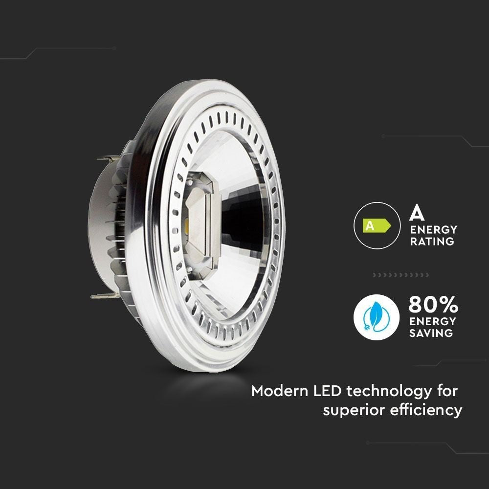 V-Tac 15W LED spot - 12V, G53 AR111 erstatning for 75W - 780lm, RA80