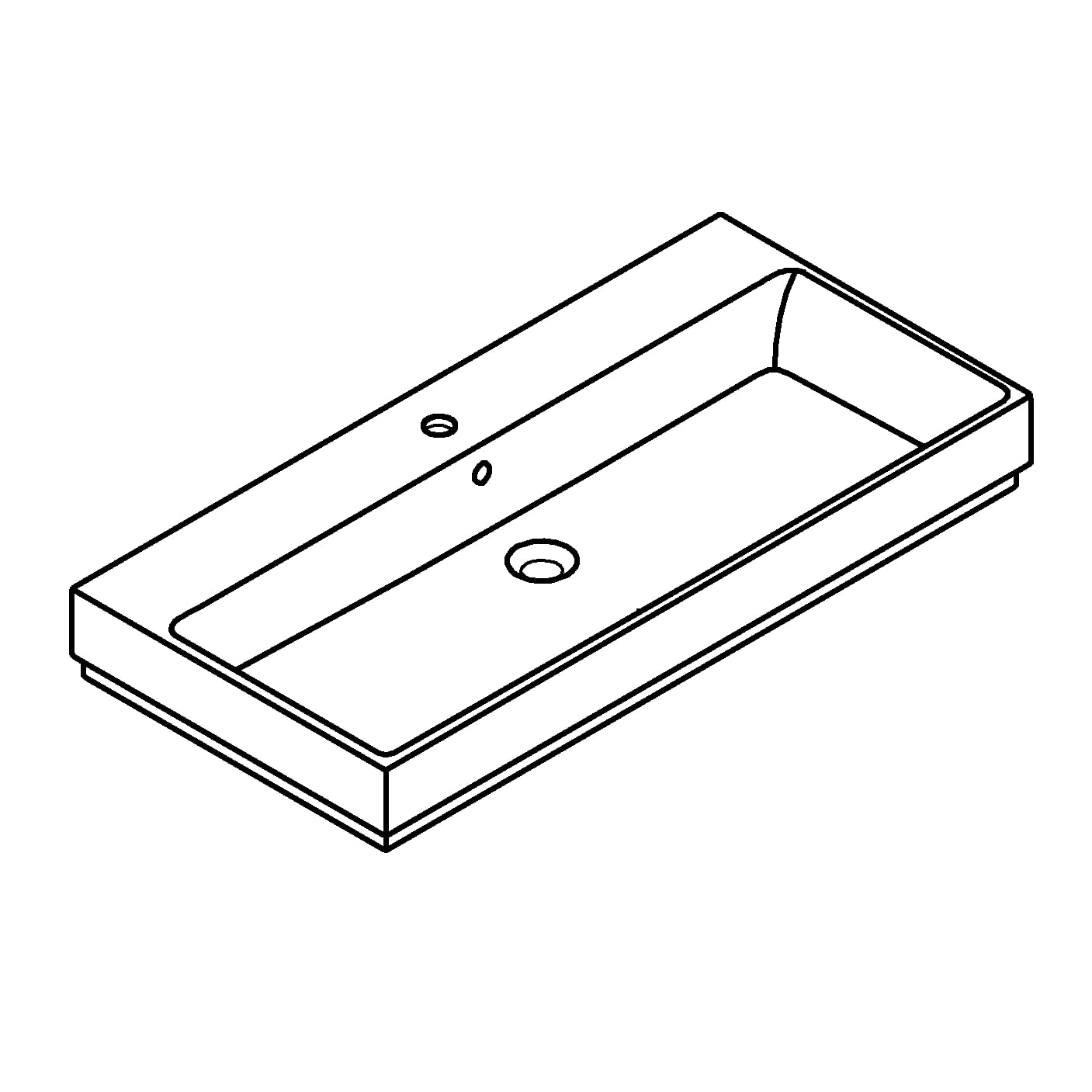 Cube Ceramicmed overløb1000 x 490 mminklusiv fikseringssæt