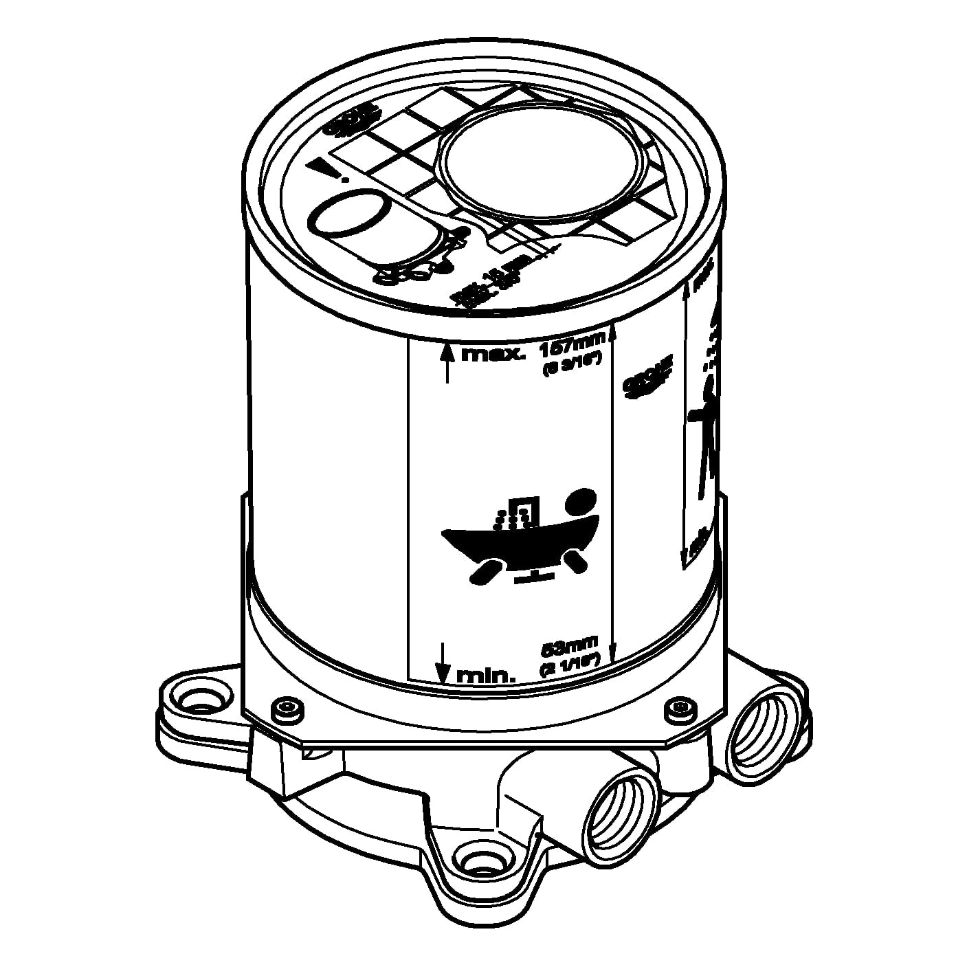 Indbygningssæt til gulvmonteret kartud og blandingsbatteri ½"