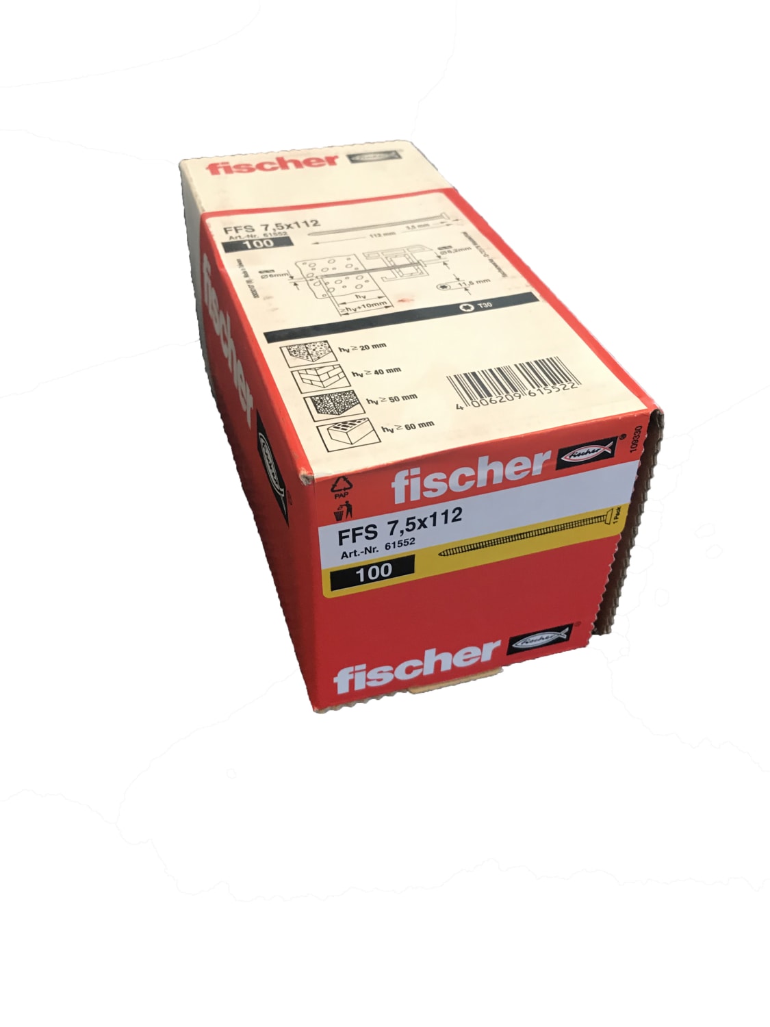 Fischer karmskrue FFS m/hoved 7,5 x 112mm 100stk.