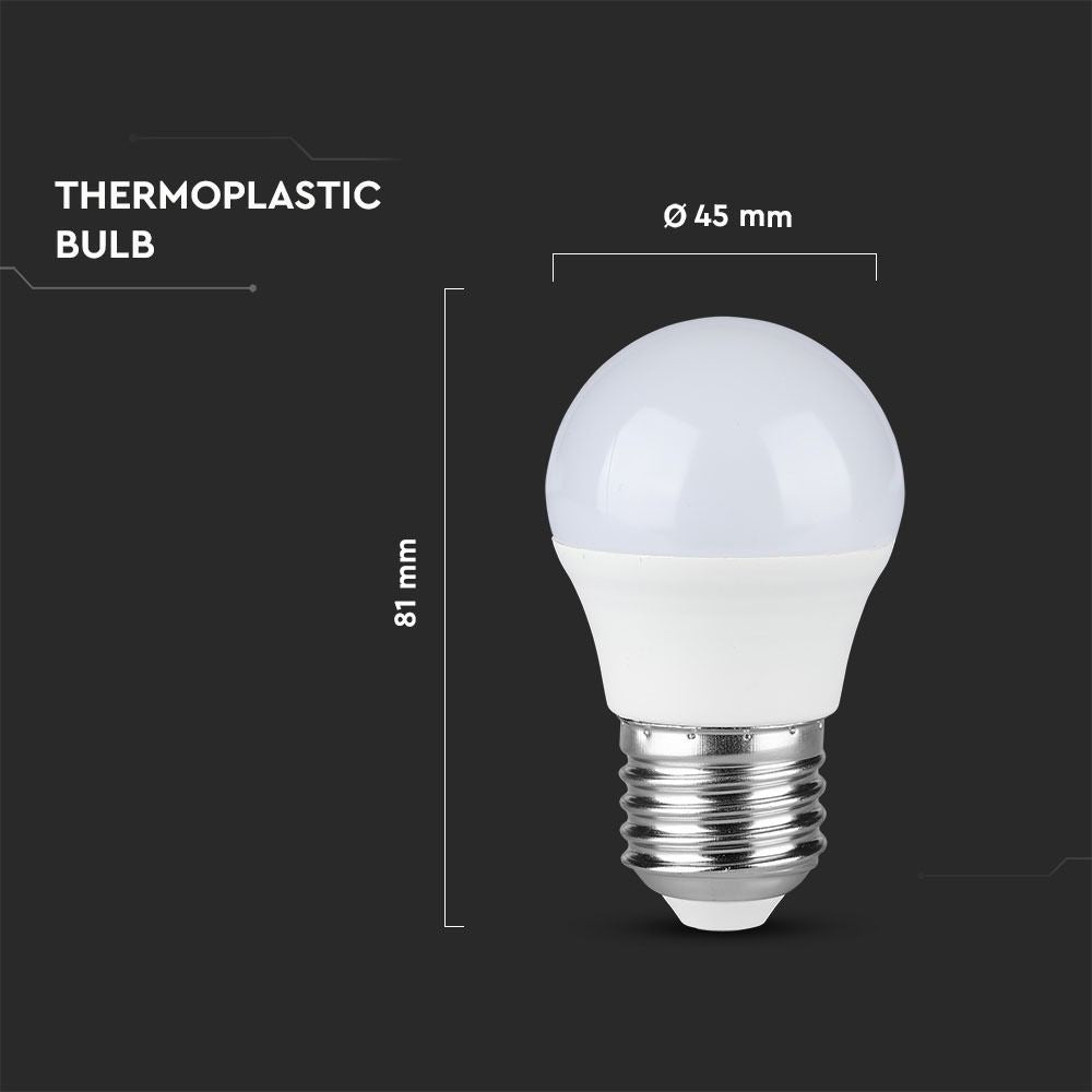 V-Tac 4W LED pære - G45, kompakt, E27, erstatning for 30W