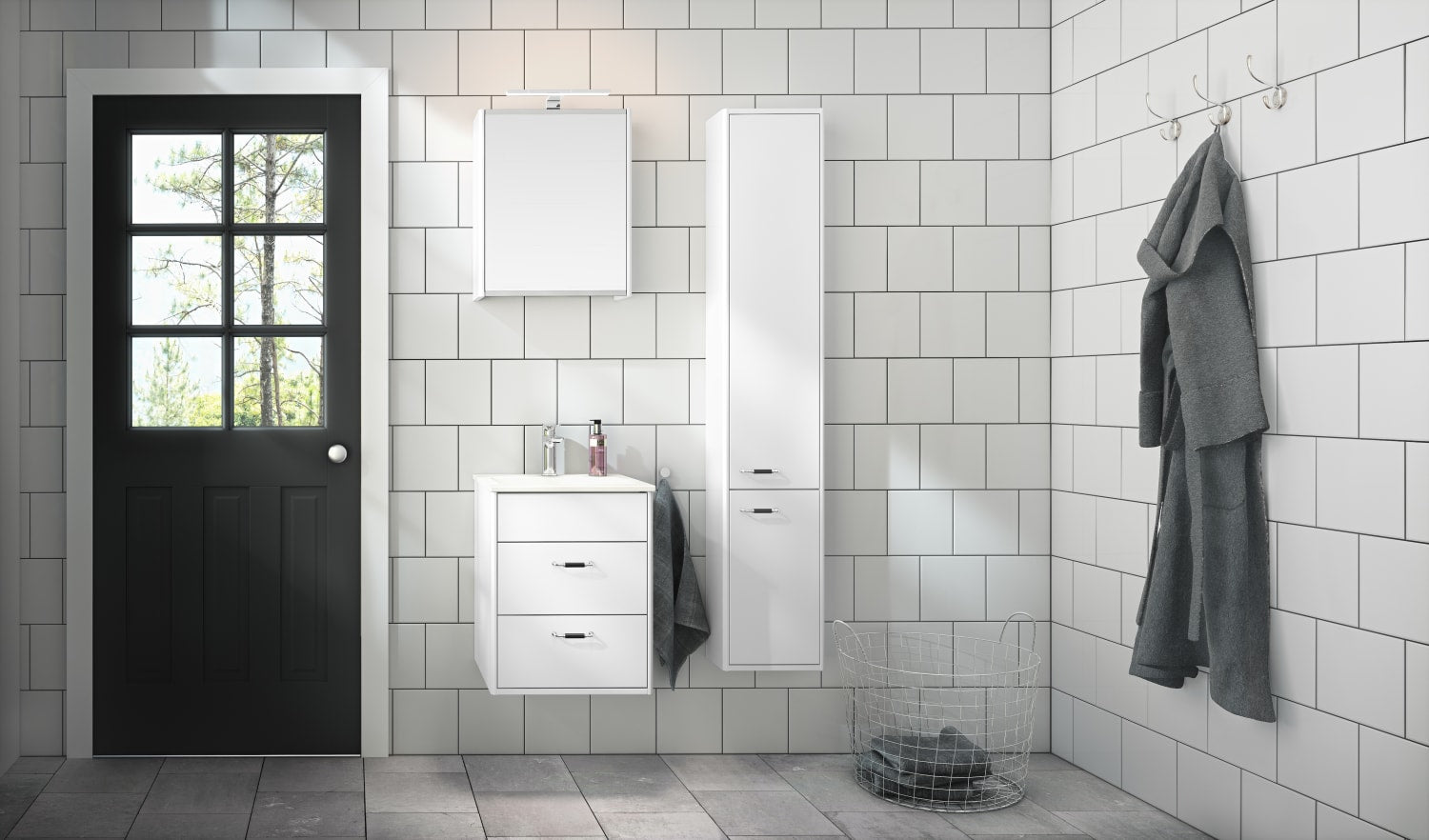 Gustavsberg Graphic møbelsæt 45 cm med 2 skuffer hvid, vask 1 hanehul