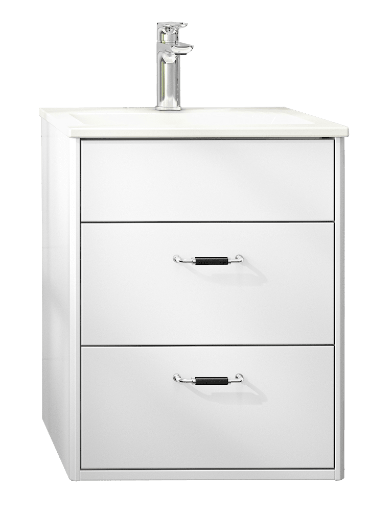 Gustavsberg Graphic møbelsæt 45 cm med 2 skuffer hvid, vask 1 hanehul