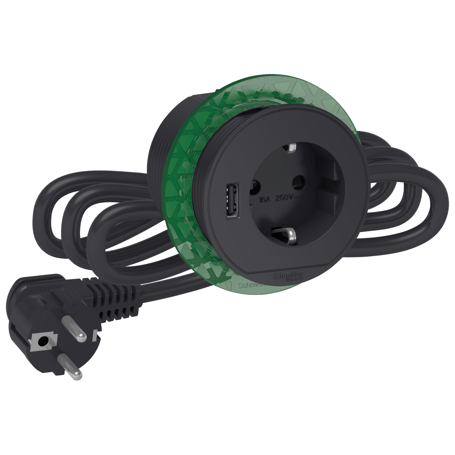 BORD STIKKONTAKT ENKELT M/USB A KOKSGRÅ