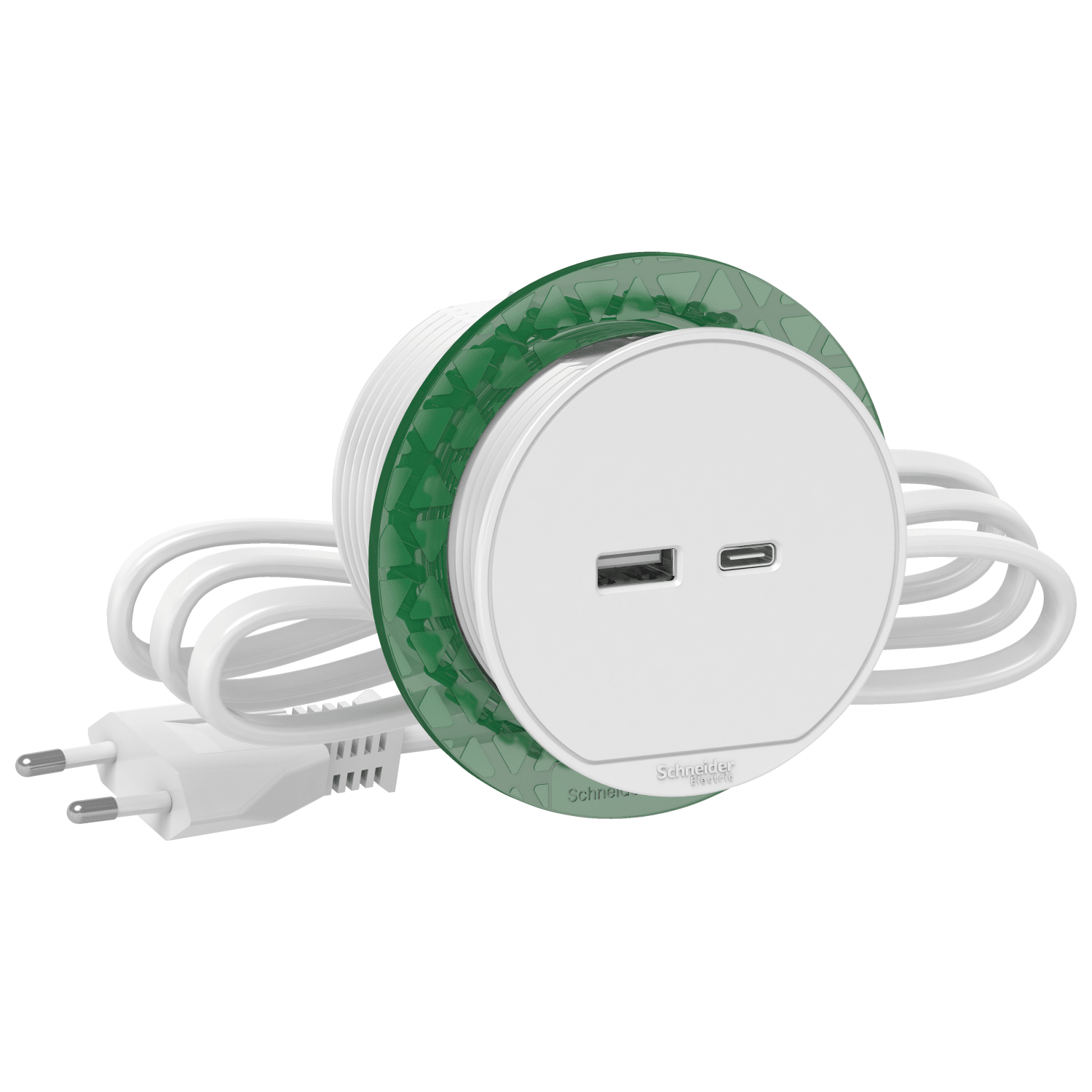 BORD STIKKONTAKT ENKELT M/USB HVID