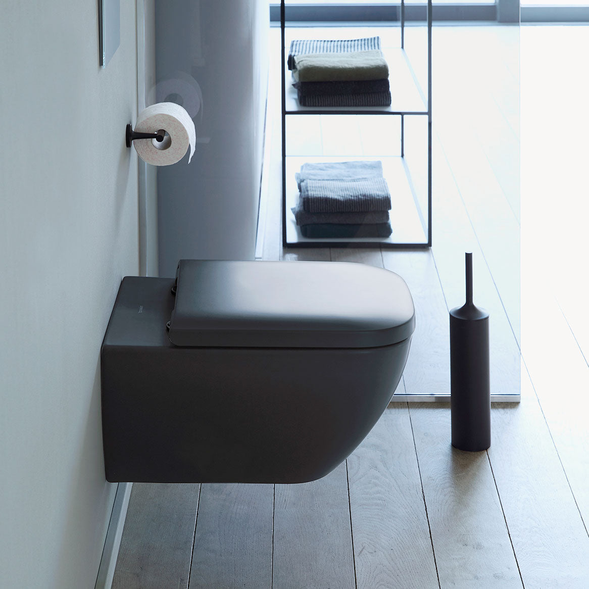 Duravit Happy D.2 vægtoilet med åben skylle-rand, antracit